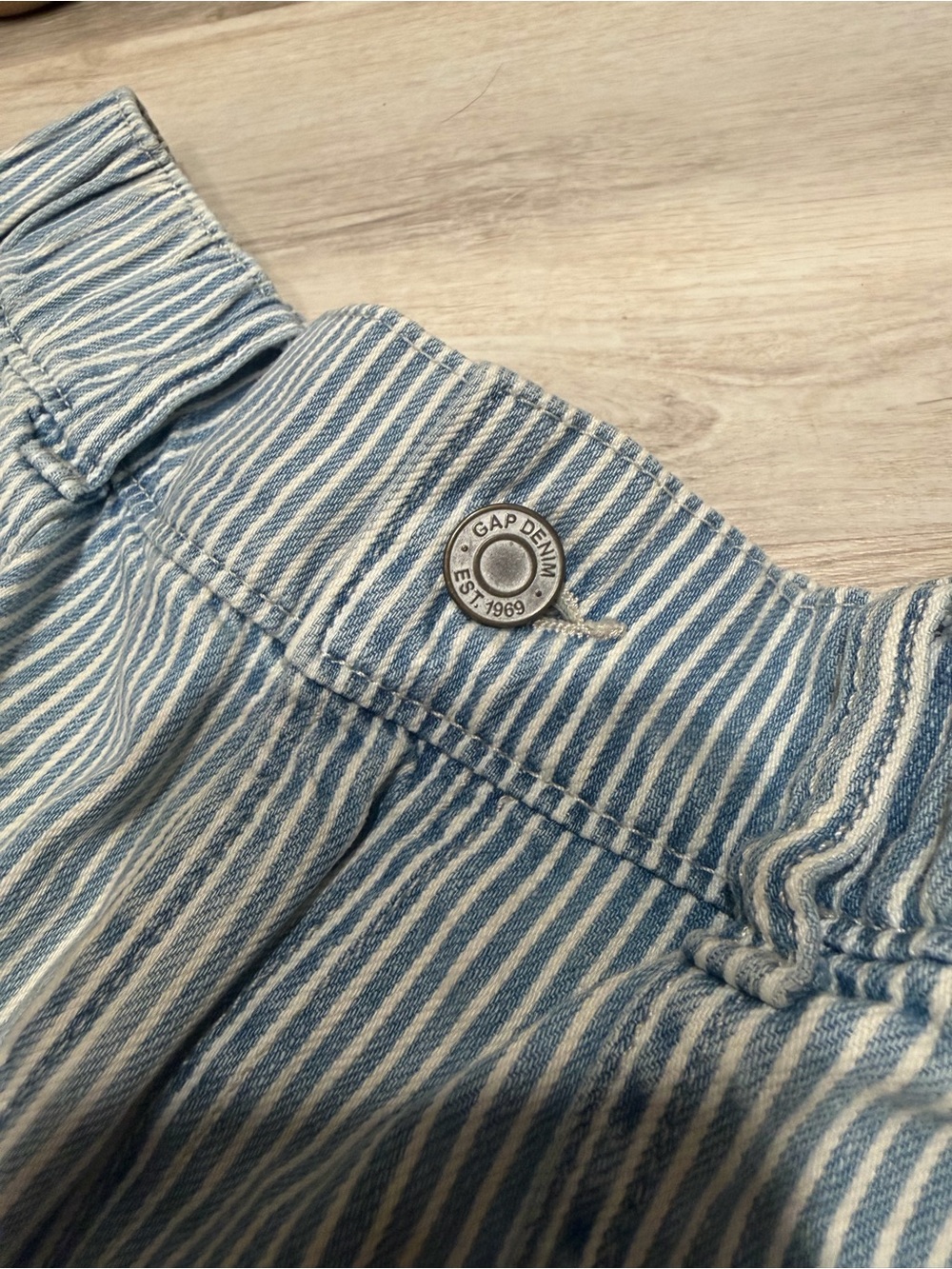GAP Blue and White Striped Denim Shorts